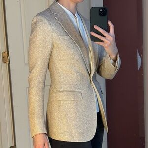 Suistudio 34R Italian Silk Linen Blazer - Ferla - Textured - Light Beige Tan